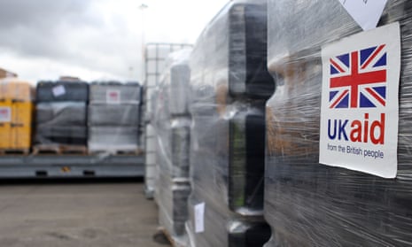 UK Aid cargo waiting to be loaded onto a flight at East Midlands airport, 13 August 2014
