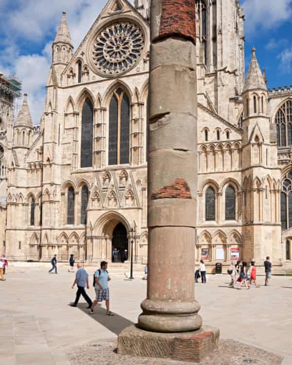 Roman column outside York Minster