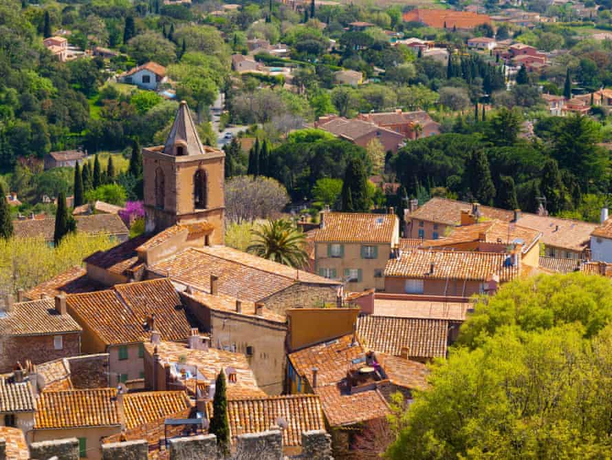View of Grimaud village, French Riviera, Cote d’Azur, Provence, southern France.