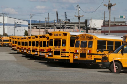 school buses in parking lot
