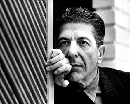 Black and white portrait of Cohen looking intense