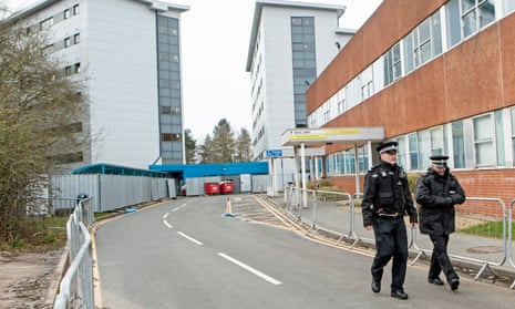 Police outside the buildings at Arrowe Park hospital