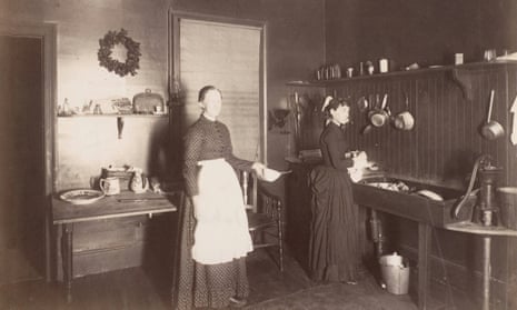 Two women in a kitchen, 1880s-90s.