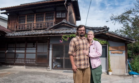 Dani and Evan Benton and their home on Omishima Island in Japan.