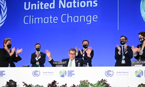 Applause for Cop26 president Alok Sharma after he gave the closing speech at the closing plenary of the UN climate summit on Saturday.