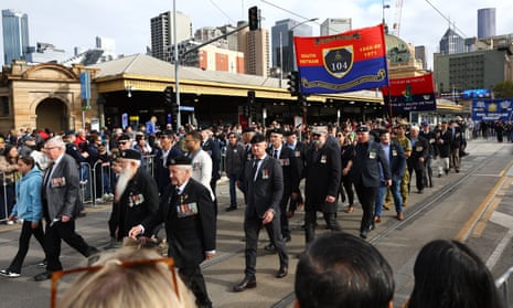Participants of the Anzac Day march in Melbourne.