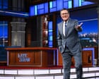 ‘He had a unique ability to be human’: late-night TV says goodbye to Stephen Colbert