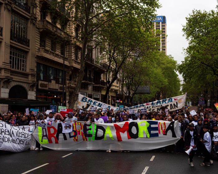 Thousands protest in Buenos Aires after murder of three young women – video