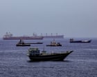 Ships stuck in strait of Hormuz pose ‘super-spreader’ biodiversity threat, scientists warn