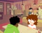 two pixellated characters sit at a restaurant in the game Perfect Tides: Station to Station