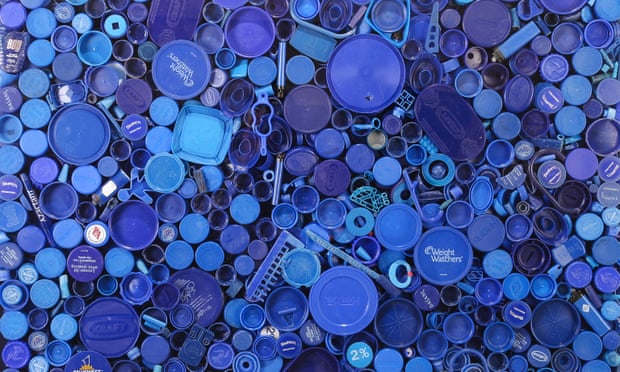 Big blue: art created from plastic pollution.
