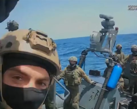 The IDF allegedly intercepting a boat in the Global Sumud Flotilla on Monday.