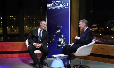Lee Anderson (left) speaking on Jacob Rees-Mogg’s show.