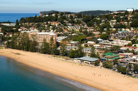 Aerial view of Terrigal beach in Australia