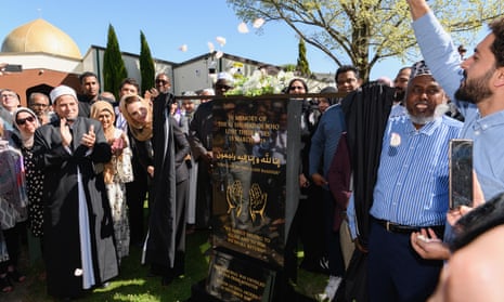 Jacinda Ardern attends the unveiling of a plaque in memory of the Christchurch victims at al Noor mosque. The royal commission into the attacks has presented its report to the government. 