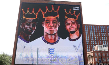 A mural at Trafford Park, Manchester, in support of the three England footballers targeted with racist abuse