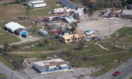 An aerial view of the damage in the Florida Panhandle from Hurricane Michael. Thousands in the area have no running water or electricity.