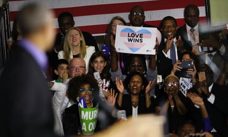 Obama addressed a crowd at an earlier rally in Newark, New Jersey, on Thursday.