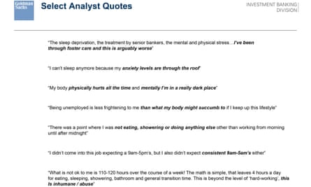 Group Of Junior Bankers At Goldman Sachs Claim Inhumane Work Conditions Goldman Sachs The Guardian Group Of Junior Bankers At Goldman Sachs Claim Inhumane Work Conditions Goldman Sachs The Guardian
