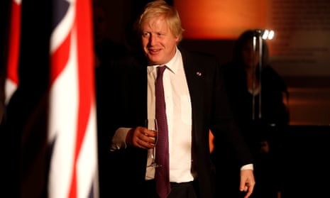 Boris Johnson at an official dinner at the V&amp;A museum, London, following talks with France.