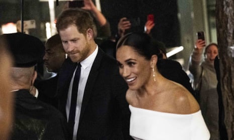 Media representatives shouted questions at Prince Harry, the Duke of Sussex, and his wife, Duchess Meghan Markle, as the arrived at the Ripple of Hope Award Gala in New York.