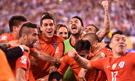 Chile celebrate after winning the Copa América title on penalties