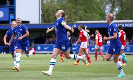 Magda Eriksson celebrates scoring in her last match at Kingsmeadow