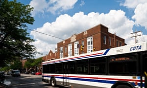 Street view of a COTA bus in the Short North area of Columbus Ohio