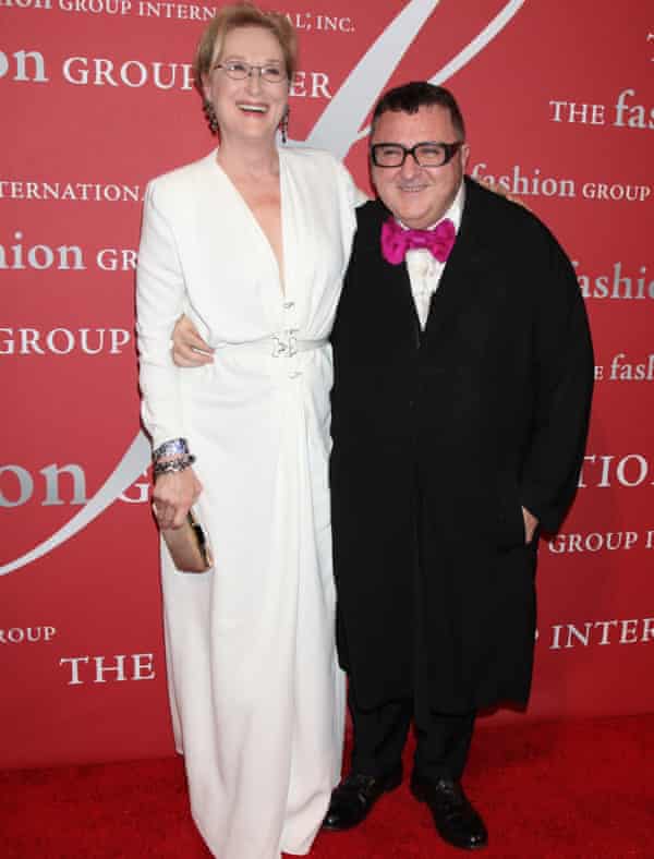 Meryl Streep and Alber Elbaz are seen at the Fashion Group International Night of Stars gala in New York City, on 22 October 2015