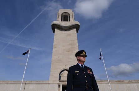 Outgoing defence force chief Mark Binskin tours the Australian National Memorial at Villers-Bretonneux.