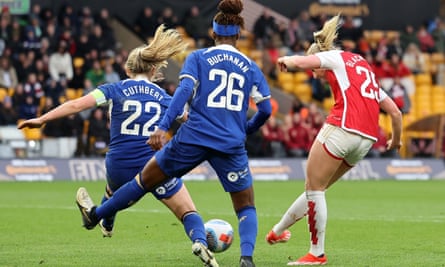 Stina Blackstenius fires home the winning goal.