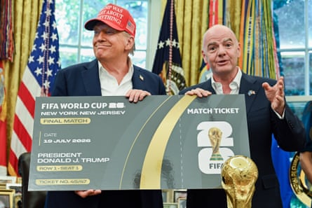 US president Donald Trump, left, and Fifa president Gianni Infantino in the Oval Office last year