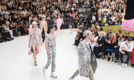 Models walk the runway during the finale of Jones’s Dior Men show.