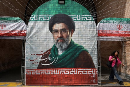 A mural depicting the Iranian supreme leader, Mojtaba Khamenei.