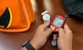 A person learns how to use a glucometer at Childrens National Hospital in Washington, DC