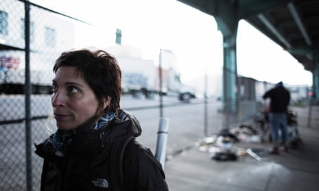 Leilani Farha after speaking with homeless man Eric Hoch under a freeway in San Francisco.