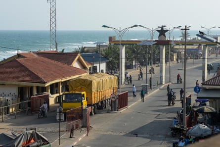 The Togo-Ghana border as seen from Lomé.