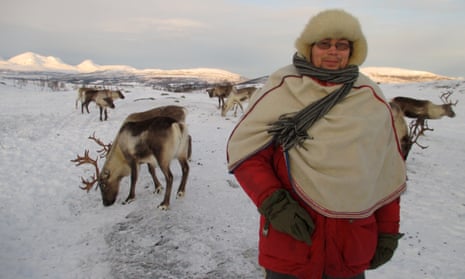 Johan Anders Oskal with some of his reindeer near Tromsø, Norway.