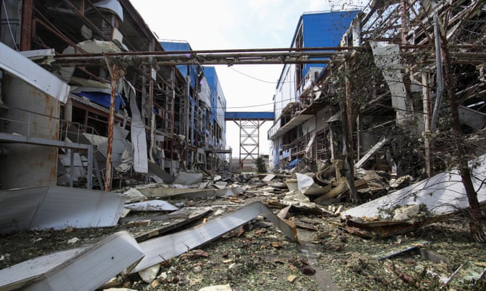 A glass factory in Merefa, Kharkiv, destroyed by a Russian missile strike on Monday.