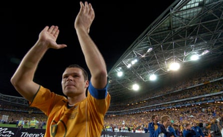 Mark Viduka applauds the fans after Australia’s win over Uruguay in the 2006 Fifa World Cup qualifier match in Sydney