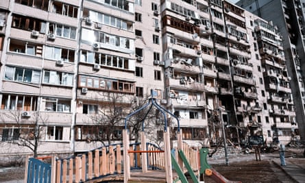 Damage in Kyiv caused by an explosion .