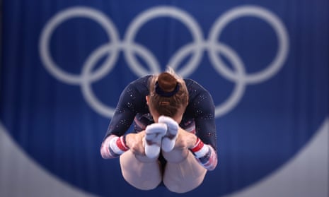 Bryony Page, of Great Britain, competes during the Women’s trampoline at the Tokyo 2020 Olympic Games.