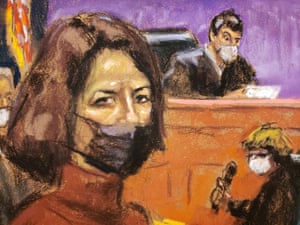 Ghislaine Maxwell sits as the guilty verdict in her sex abuse trial is read in a courtroom sketch.