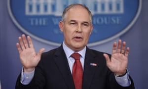 EPA Administrator Scott Pruitt speaks to the media during the daily briefing in the Brady Press Briefing Room of the White House in Washington. Even Pruitt won’t touch the scientifically-sound Endangerment Finding.