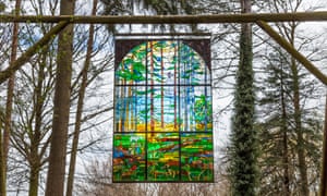 suspended stained glass panel, Forest of Dean.