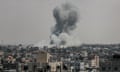 Smoke rises following an Israeli airstrike on Rafah.