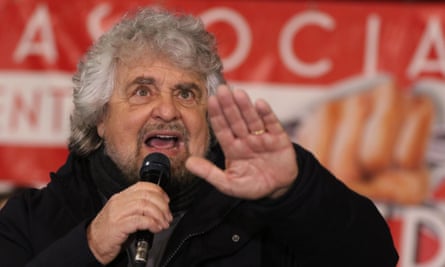The Five Star Movement’s founder Beppe Grillo addresses a rally in Torre del Greco, near Naples, last month.