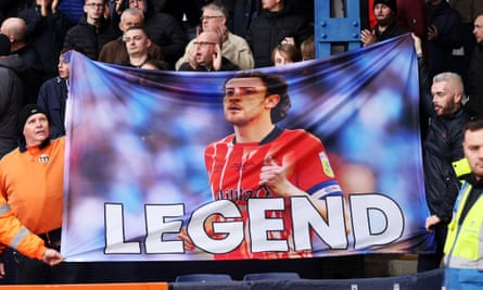 Luton fans pay tribute to Tom Lockyer before their game against Newcastle on 23 December 2023.