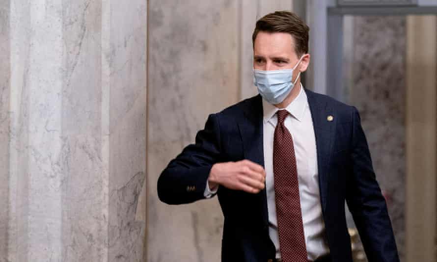 Senator Josh Hawley voted to throw out the results of the 2020 election and gave a clenched-fist salute to the Trumpist mob on 6 January – but is somehow a welcome guest on mainstream media.