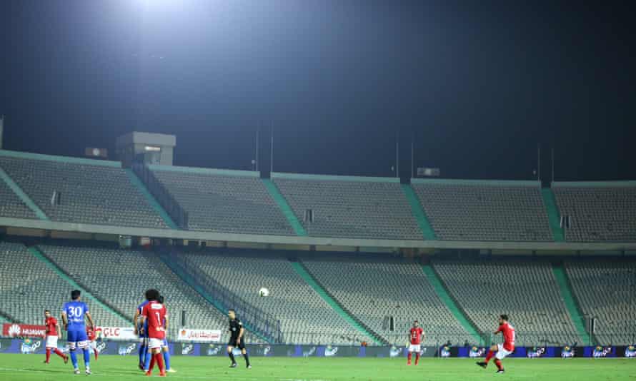 Al-Ahly play to an eerily empty backdrop at the Cairo Stadium in 2017, a depressingly familiar sight for Egyptian players.